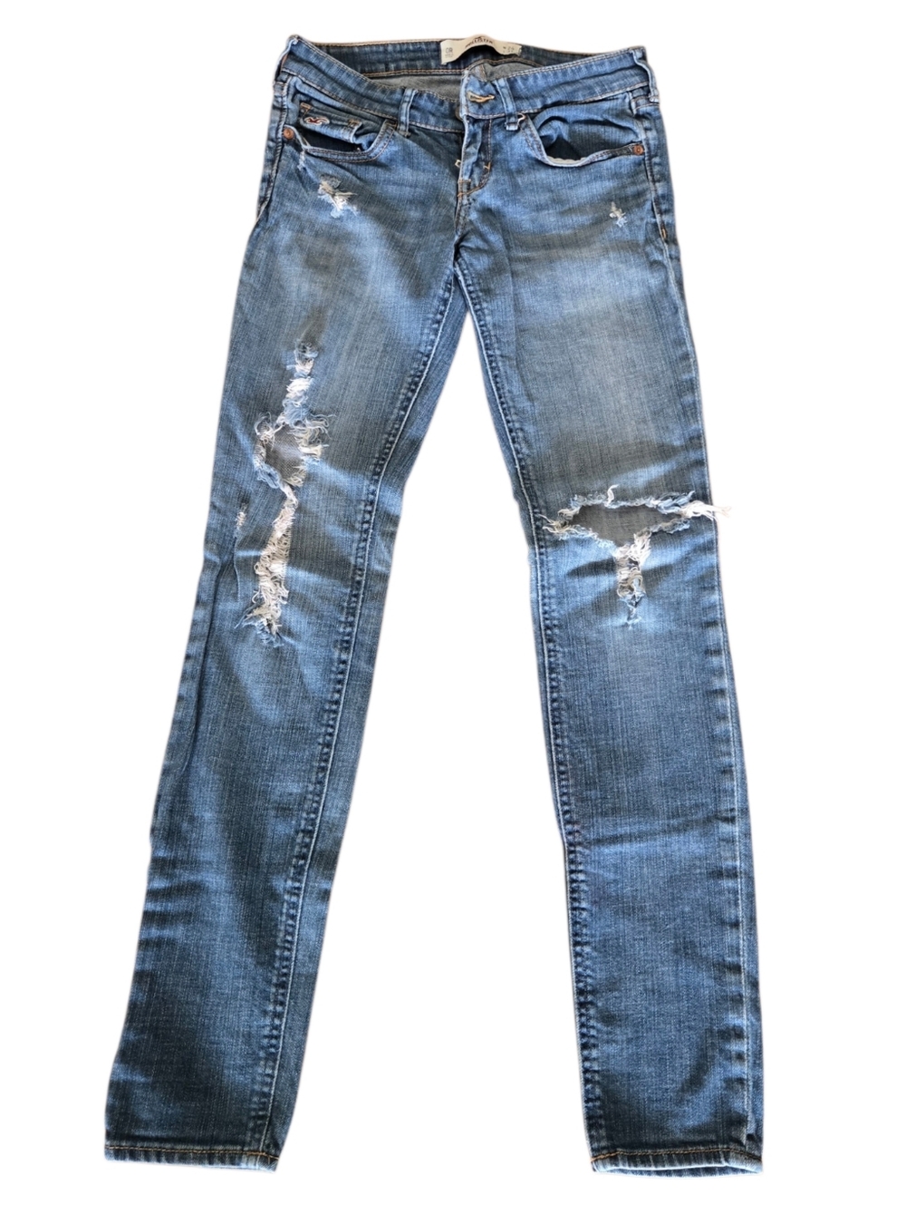 Hollister Low Risw Distressed Blue Super Skinny Jeans Size 0R